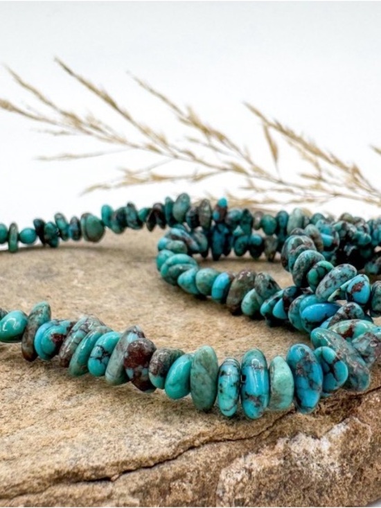 Native American Jewelry - Native American Beaded Turquoise Necklace, 17 Inches, NEW.